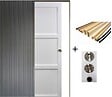 GD MENUISERIES - Porte Coulissante Korya Blanc 3 panneaux H204 x L73 cm, Galandage, kit finition (coquille et tire doigt) - vignette