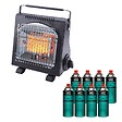 INTEC - Chauffage à gaz portable 1700W Céramique + 8 Cartouches gaz Allumage Piezo Thermocouple ODS Camping Pêche INTEC - vignette