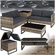 TECTAKE - Canapé jardin 2 places en résine tressée marron naturel solide tressage acier confortable design - vignette