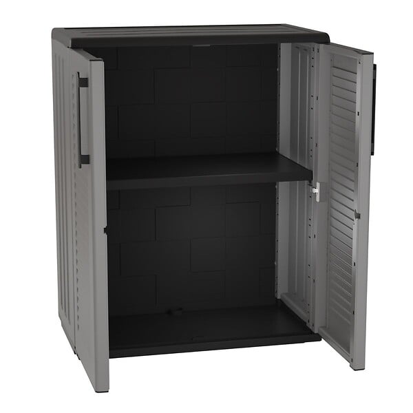 ARTPLAST - Armoire de Rangement Grise Armoire basse 2 portes Polypropylène - Meuble de rangement 68 x 37 x h84 cm ArtPlast - large