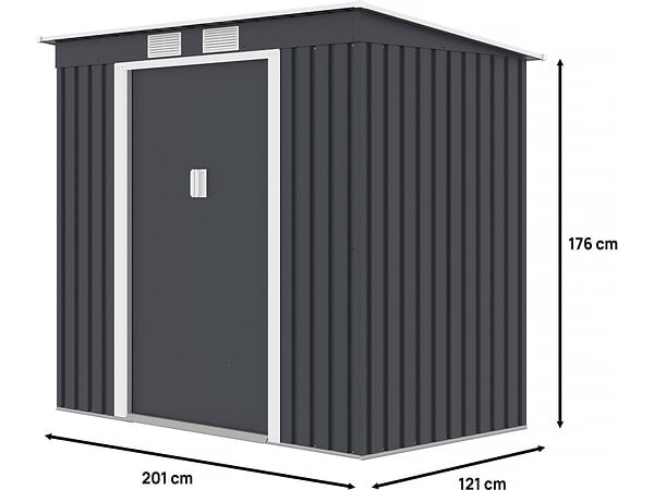 HABITAT ET JARDIN - Abri de jardin métal monopente "Austin" 2,43 m2 - Gris - large
