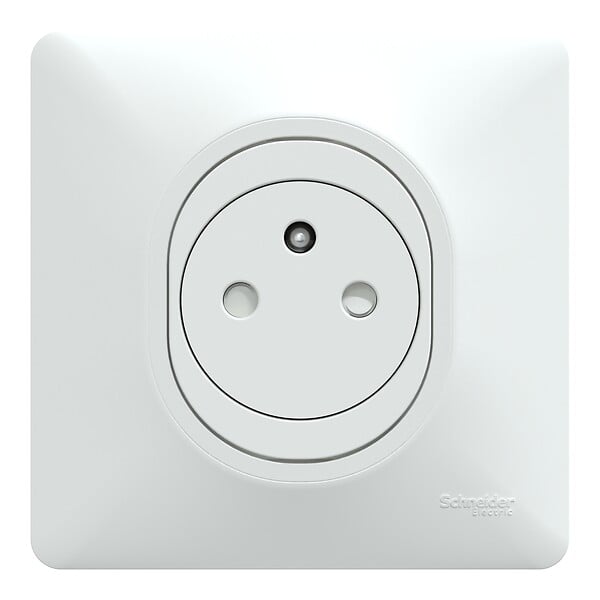 SCHNEIDER ELECTRIC - Lot de 5 prises 2P+T affleurant - Ovalis - Blanc - 16A - large
