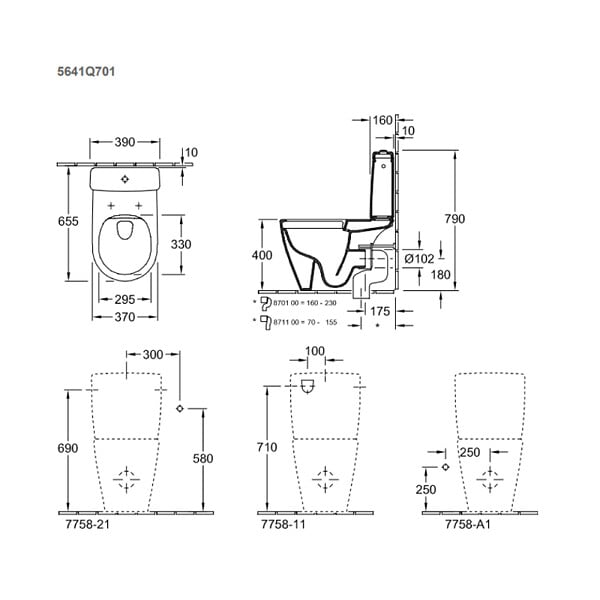 VILLEROY ET BOCH - WC à poser compact sans bride sortie horizontale  Avento avec abattant frein de chute et SlimSeat + Nettoyant - large