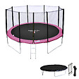 HAPPY GARDEN - Pack Premium Trampoline 370cm réversible gris / rose PERTH + filet, échelle, bâche et kit d'ancrage - vignette