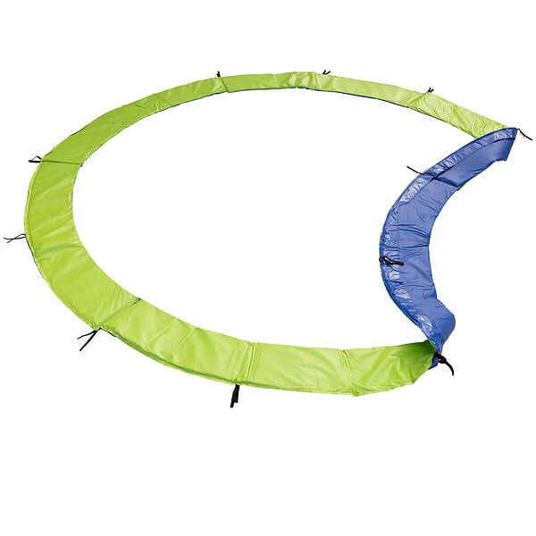 HAPPY GARDEN - Pack Premium Trampoline 430cm réversible bleu / vert MELBOURNE + filet, échelle, bâche et kit d'ancrage - large