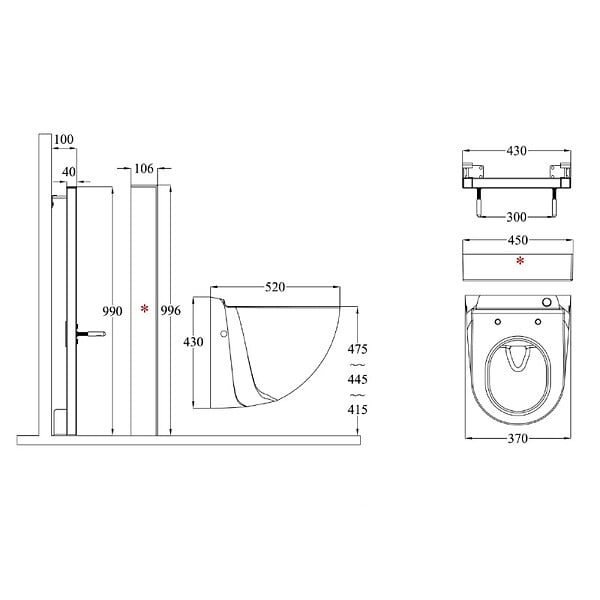 WATERMATIC - WC broyeur suspendu W40SP Silence avec abattant - large