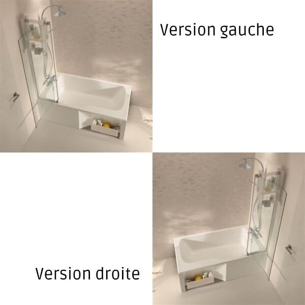 JACOB DELAFON - Baignoire bain douche Malice, version droite Blanc brillant 170 x 90 - large