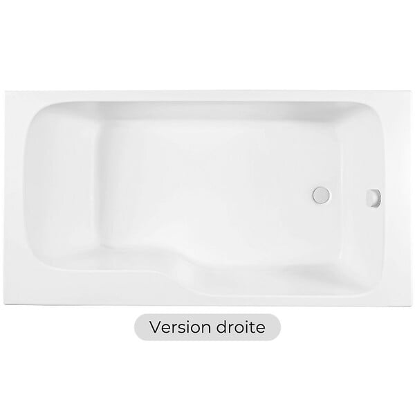 JACOB DELAFON - Baignoire bain douche Malice, version droite Blanc brillant 170 x 90 - large