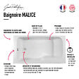 JACOB DELAFON - Baignoire bain douche Malice, version droite Blanc brillant 170 x 90 - vignette