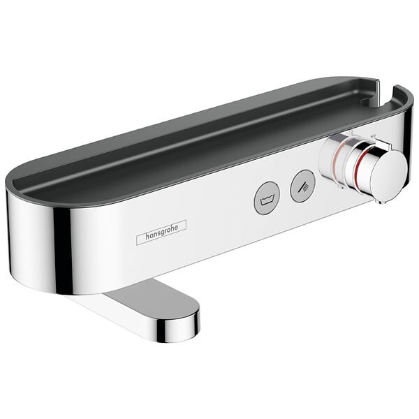 HANSGROHE - ShowerTablet Select Mitigeur thermostatique bain/douche 400 avec tablette et bec déverseur rotatif, Chrome (24340000) - large