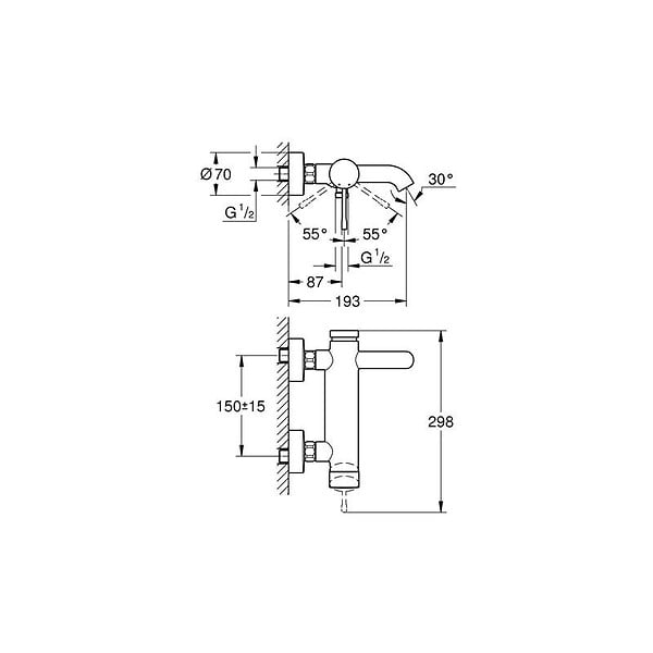 GROHE - Essence Mitigeur monocommande Bain / Douche, Hard Graphite brossé (33624AL1) - large