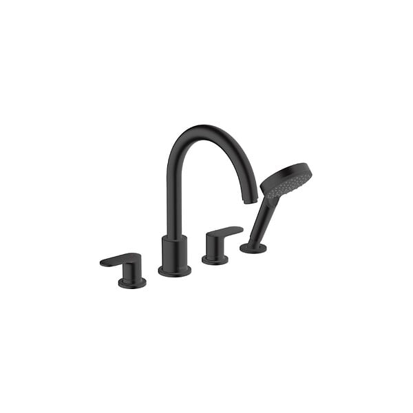 HANSGROHE - Hansgrohe Vernis Blend Set de finition mélangeur 4 trous sur bord de baignoire, Noir mat (71456670) - large