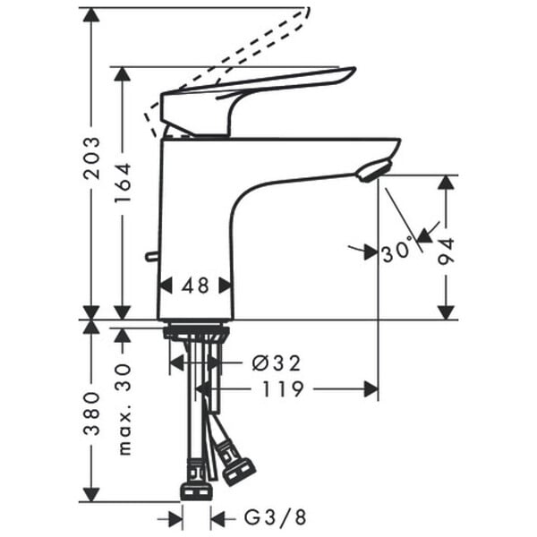 HANSGROHE - Mitigeur lavabo Logis E 100 CoolStart Hansgrohe - Avec tirette - large