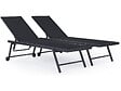 HABITAT ET JARDIN - Lot de 2 bains de soleil textilène aluminium "Jolia" - Gris foncé / Noir - vignette