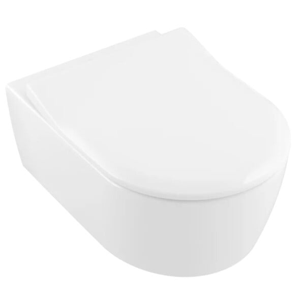 VILLEROY ET BOCH - Avento Combipack WC suspendu sans bride à fond creux DirectFlush + Abattant slim amovible avec frein de chute, Blanc (5656FS01) - large