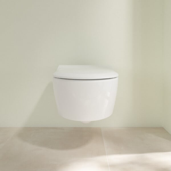 VILLEROY ET BOCH - Avento Combipack WC suspendu sans bride à fond creux DirectFlush + Abattant slim amovible avec frein de chute, Blanc (5656FS01) - large