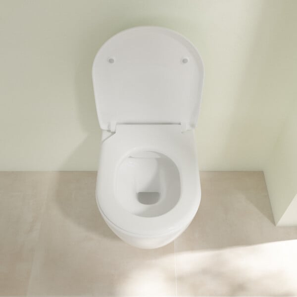 VILLEROY ET BOCH - Avento Combipack WC suspendu sans bride à fond creux DirectFlush + Abattant slim amovible avec frein de chute, Blanc (5656FS01) - large