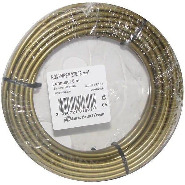 HANGER - Câble souple HO3 VVH2-F 5m 2 x 0,75mmÂ² or - 60113023N - large