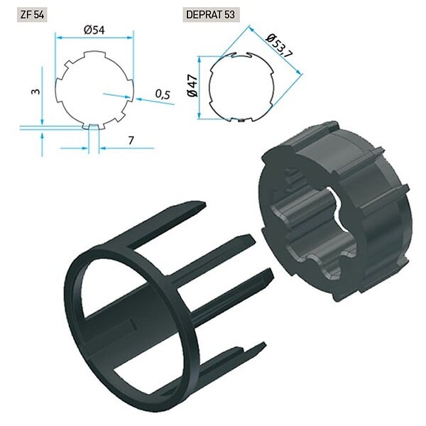 CHERUBINI - Adaptateurs moteur diamètre 45mm tube deprat 62 et welser 63 - CHERUBINI - A4505_0507 - large