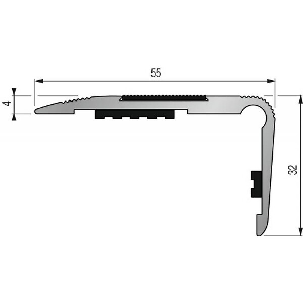 DINAC - Nez de marche en aluminium pour usage tertiaire intérieur modèle 3T à bande - pose en applique avec adhésifs - large