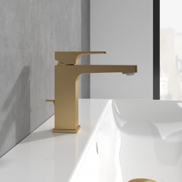 VILLEROY & BOCH - Villeroy & Boch Architectura Mitigeur Monocommande pour Lavabo , Avec vidage, Or brossé (TVW12500100076) - large
