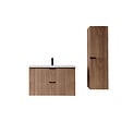 AURLANE - Pack Meuble salle de bain 80cm et Colonne de rangement - Façades Ondulées Décor Bois - MILO - vignette