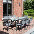 HAPPY GARDEN - Salon de jardin LAMPEDUSA extensible en textilène gris 8 places - aluminium anthracite - vignette
