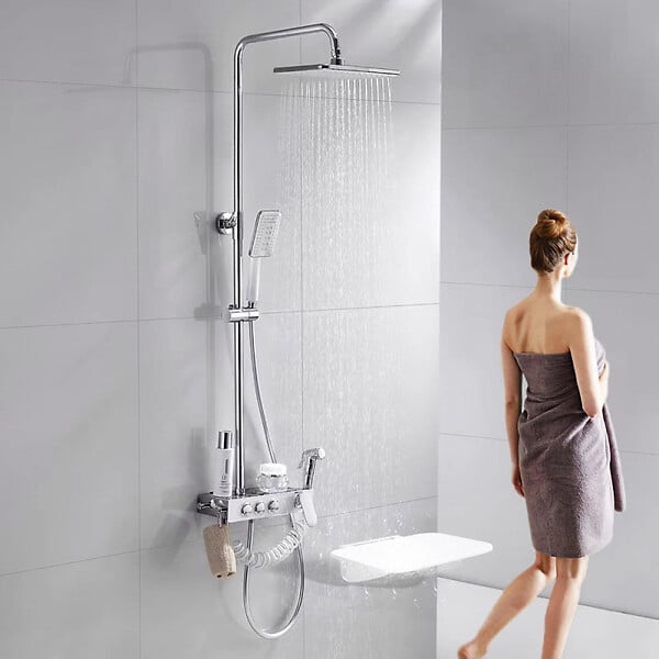 SWISS AQUA TECHNOLOGIES - Siège de douche rabattable PMR - charge 150 kg –  blanc (SATDSEDPLB) - large