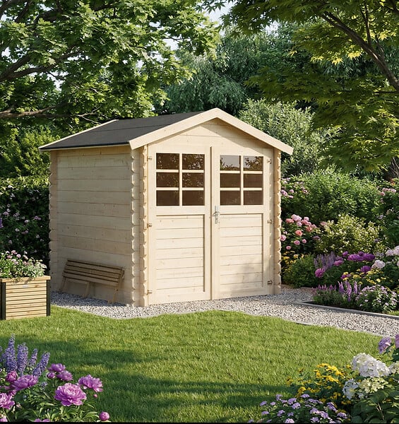 SOLID - Abri jardin bois madriers emboiter - L.198xH.218xP.198cm - large