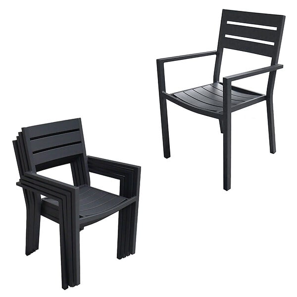 HAPPY GARDEN - Salon de jardin VENEZIA extensible 132/264 en aluminium anthracite - 10 places - large