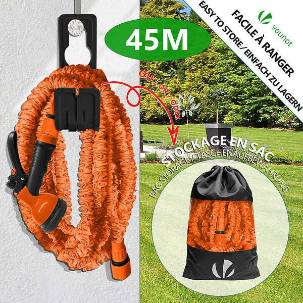 VOUNOT - Tuyau d’Arrosage Extensible 45m avec Accessoires orange - large