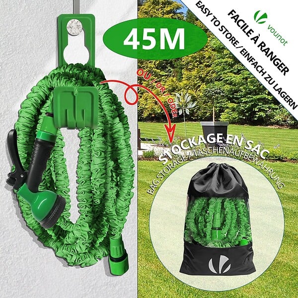 VOUNOT - Tuyau d’Arrosage Extensible 45m avec Accessoires vert - large