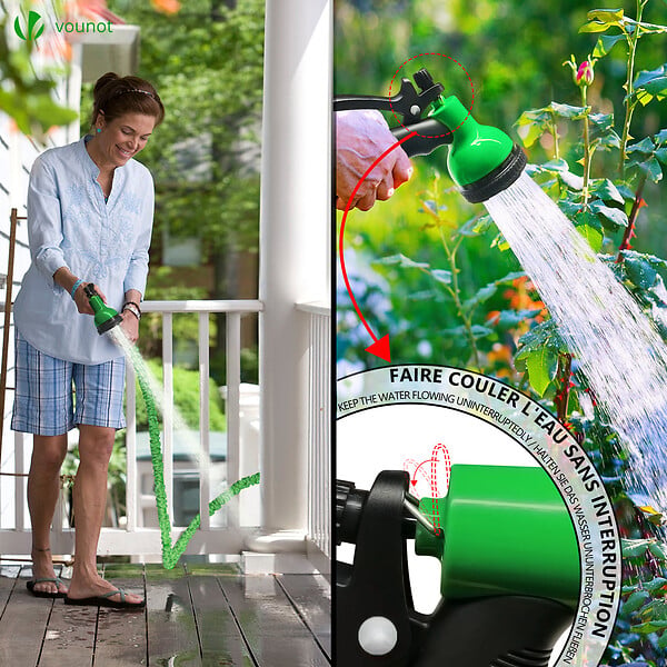 VOUNOT - Tuyau d’Arrosage Extensible 45m avec Accessoires vert - large