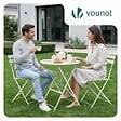 VOUNOT - Set de Bistro en metal 1 table 2 chaises Crème - vignette
