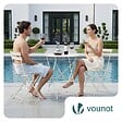 VOUNOT - Set de Bistro en metal 1 table 2 chaises Crème - vignette