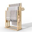 VOUNOT - Porte serviettes sur pied en bambou 3 niveaux - vignette