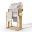 VOUNOT - Porte serviettes sur pied en bambou 4 niveaux - vignette