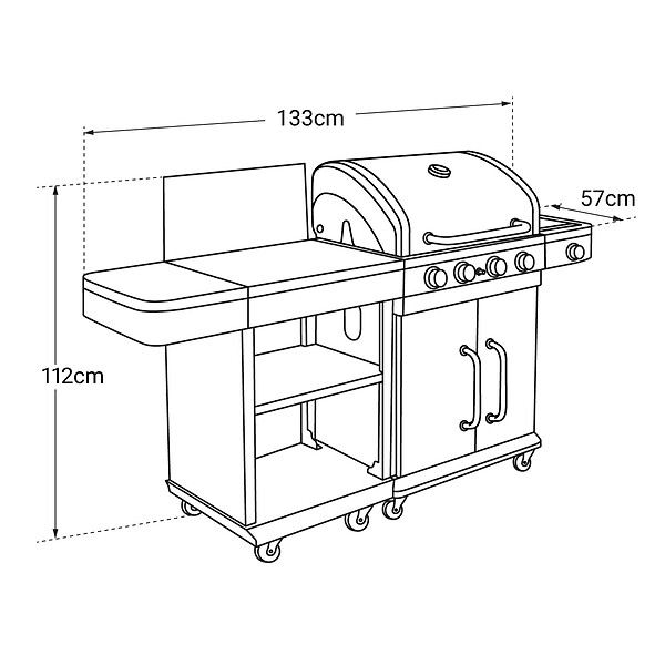 COOK'IN GARDEN - Barbecue au gaz FIDGI 4 avec desserte - large