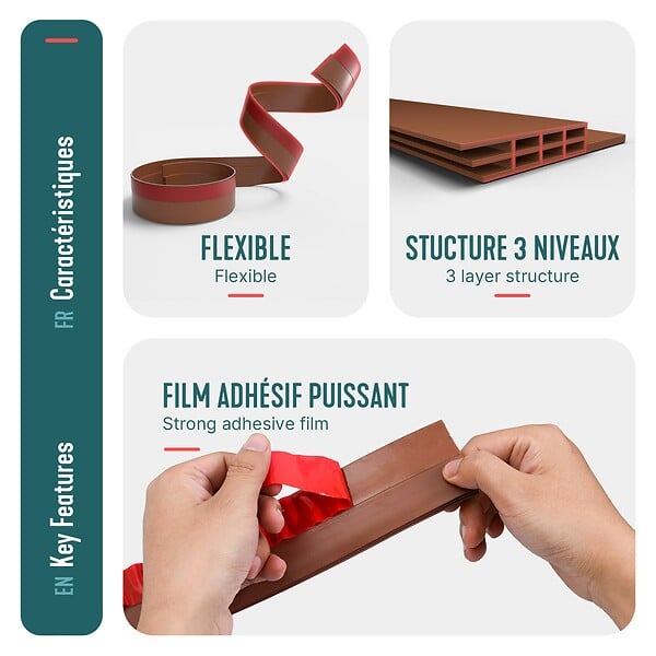VOUNOT - Bas de porte isolant coupe froid 100 cm marron - large