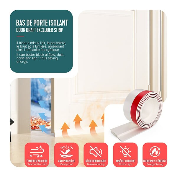 VOUNOT - Bas de porte isolant coupe froid 300 cm blanc - large