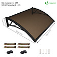 VOUNOT - Auvent de porte marquise 120x80 cm en Polycarbonate anti UV Marron - vignette