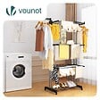 VOUNOT - Sechoir a linge etendoir 4 niveaux 126x63x170cm noir-gris - vignette