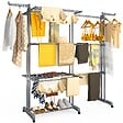 VOUNOT - Sechoir a linge etendoir extensible 4 Niveaux 190x64x170cm gris - vignette