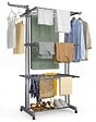 VOUNOT - Sechoir a linge etendoir 4 niveaux 126x63x170cm gris - vignette