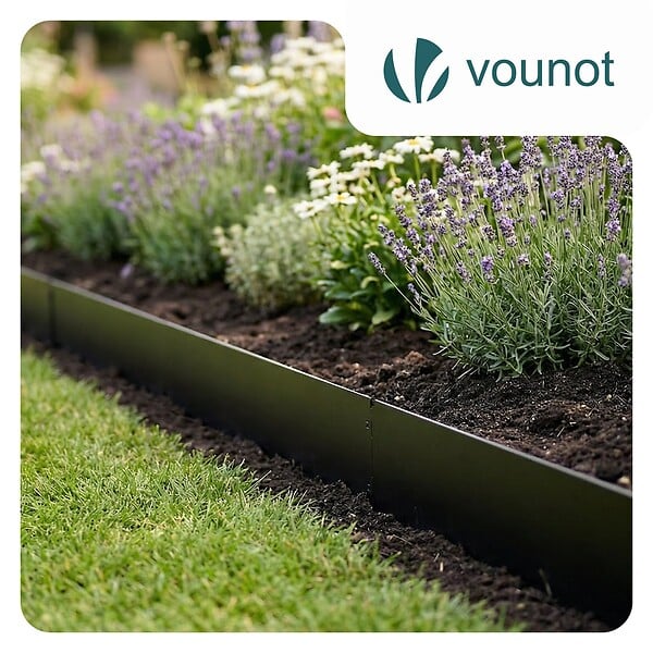 VOUNOT - Lot de 5 Bordure de jardin en métal flexible 100x18cm noir - large