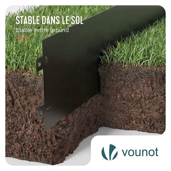 VOUNOT - Lot de 5 Bordure de jardin en métal flexible 100x18cm noir - large