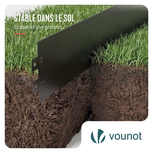 VOUNOT - Lot de 15 Bordure de jardin en métal flexible 100x13cm noir - large
