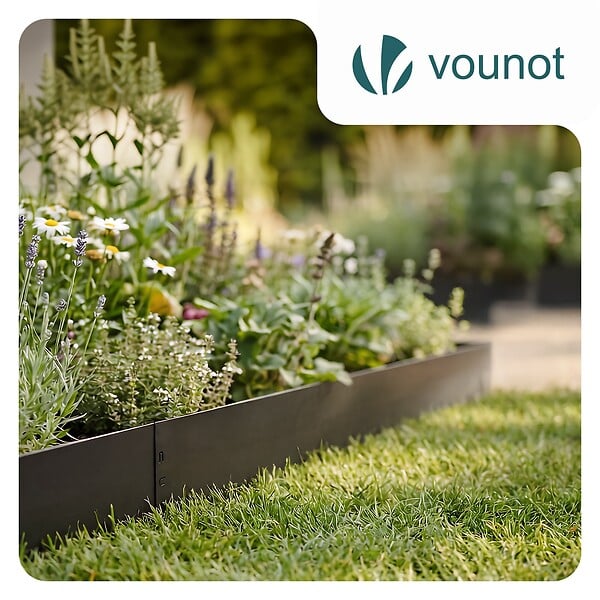 VOUNOT - Lot de 20 Bordure de jardin en métal flexible 100x13cm noir - large