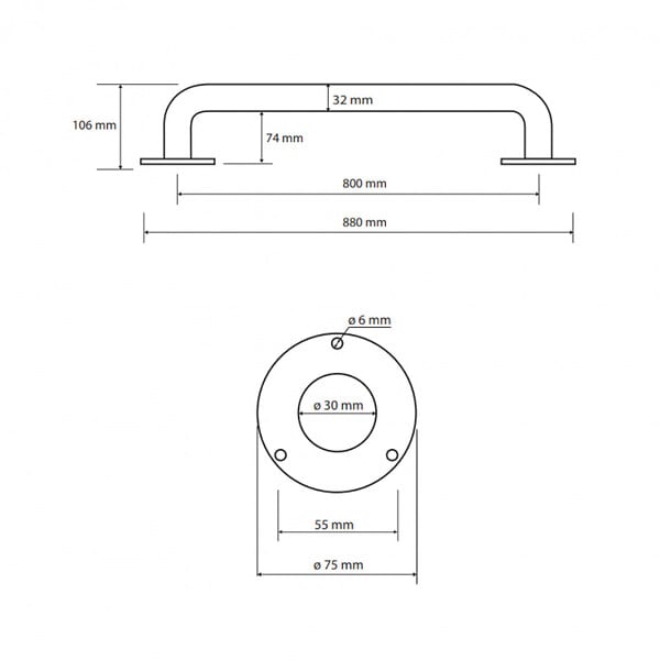 BEMETA - Barre de maintien de douche HELP en blanc comaxite - large