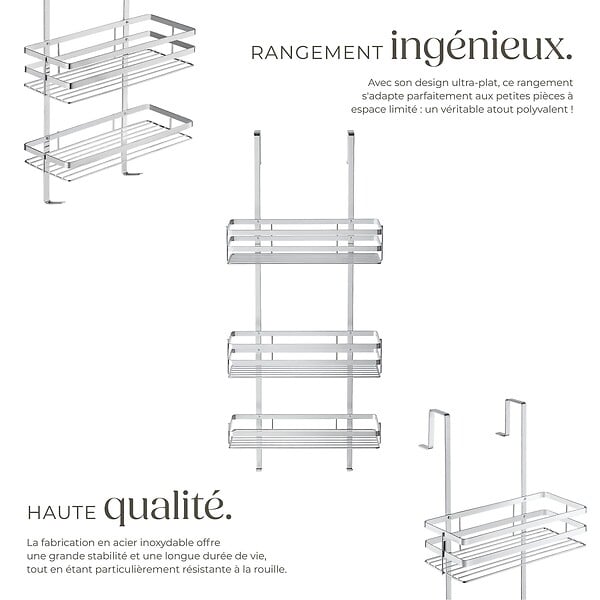 TECTAKE - Étagère de douche argent - large